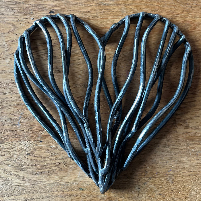 Metal driftwood heart ornament
